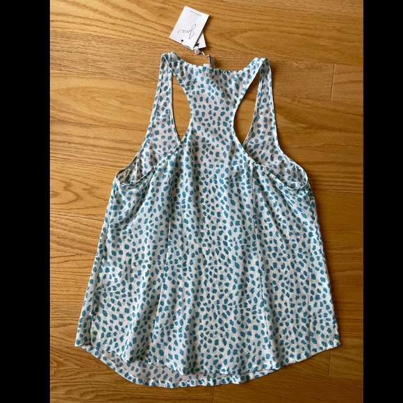 BRAND NEW Joie Patterned 100% Silk Racerback Tank Top in Porcelain Lagoon - Picture 2 of 4